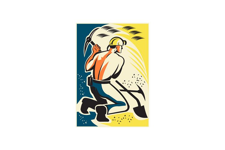 Coal Miner Mining Digging Pick Ax Retro example image 1