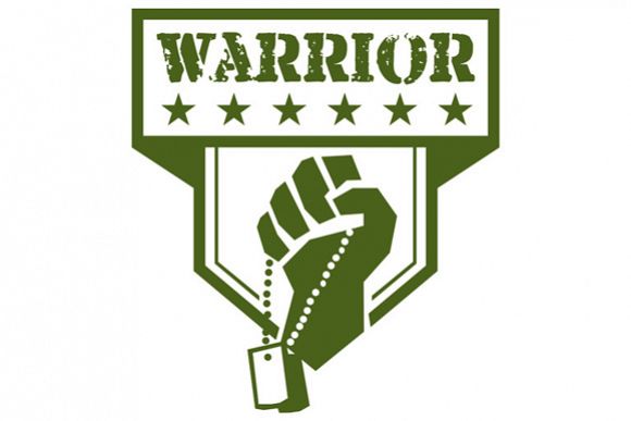 Soldier Hand Clutching Dogtag Warrior Crest Retro example image 1