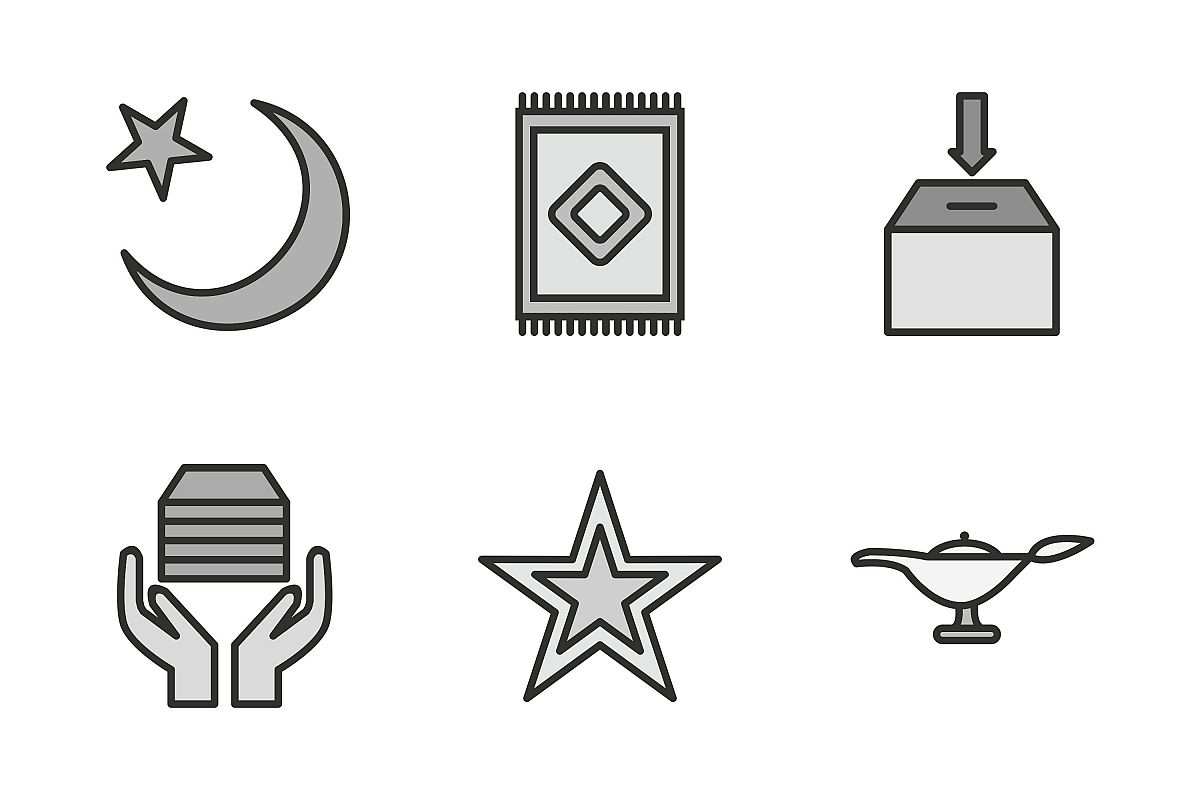 Set Of Ramadan Icons example image 1