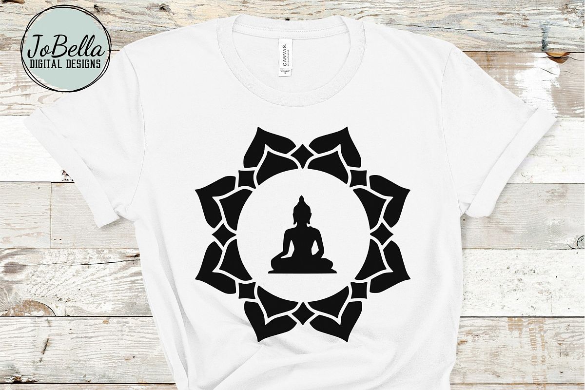 Buddha in Lotus SVG and Printable Boho Design example image 1
