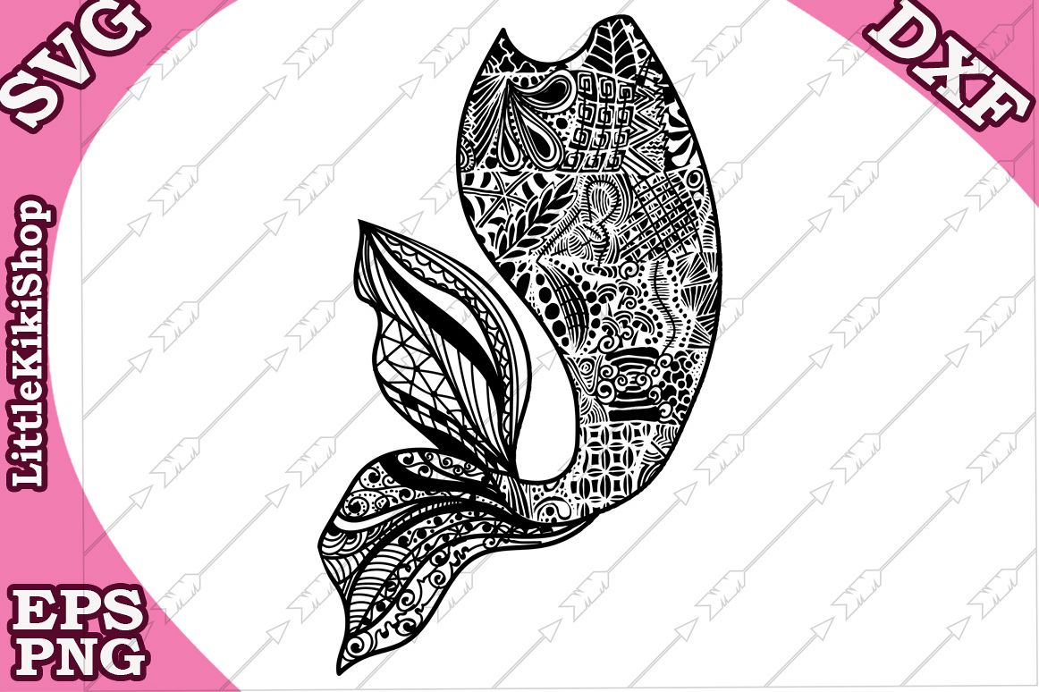 Mermaid Tail Svg,MANDALA MERMAID SVG,Zentagle Mermaid Svg example image 1