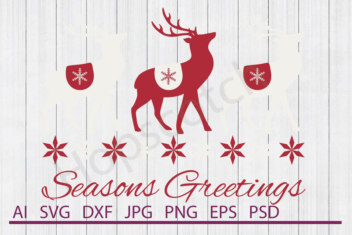 Reindeer SVG, Season Greetings SVG, DXF File, Cuttable File example image 1
