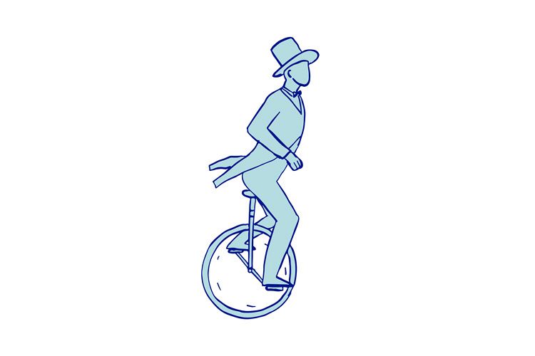 Circus Performer Riding Unicycle Drawing example image 1