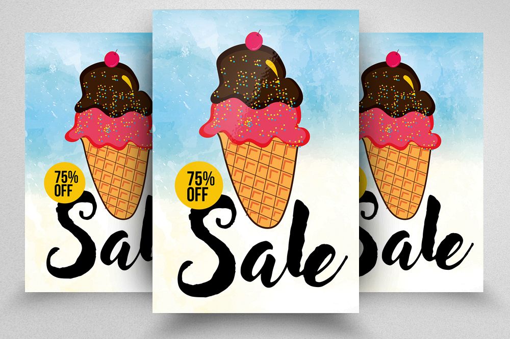 Ice Cream Discount Typography Flyer example image 1