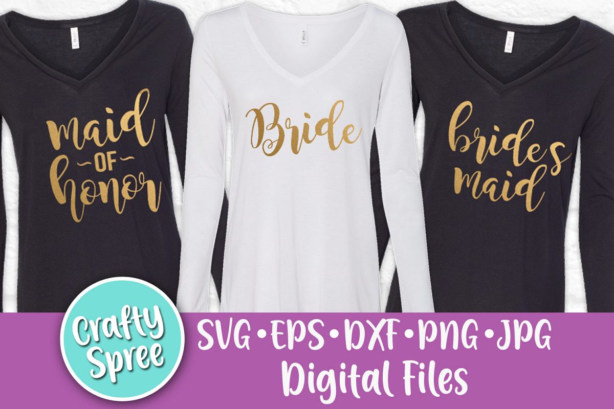 Bridal Party Titles Bride Maid of Honor Bridesmaid SVG DXF example image 1