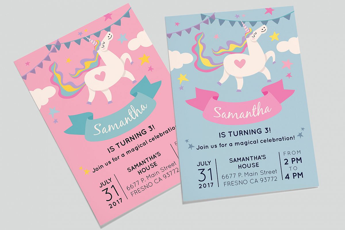 Unicorn Birthday Party Invitation example image 1