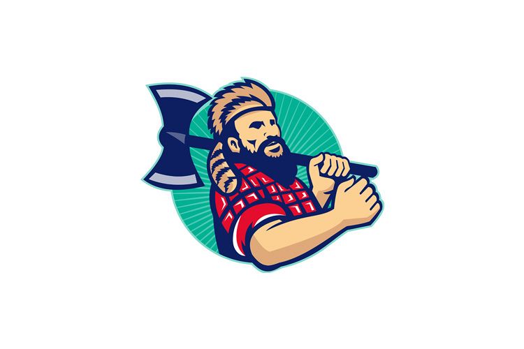 Lumberjack Logger With Axe Retro example image 1