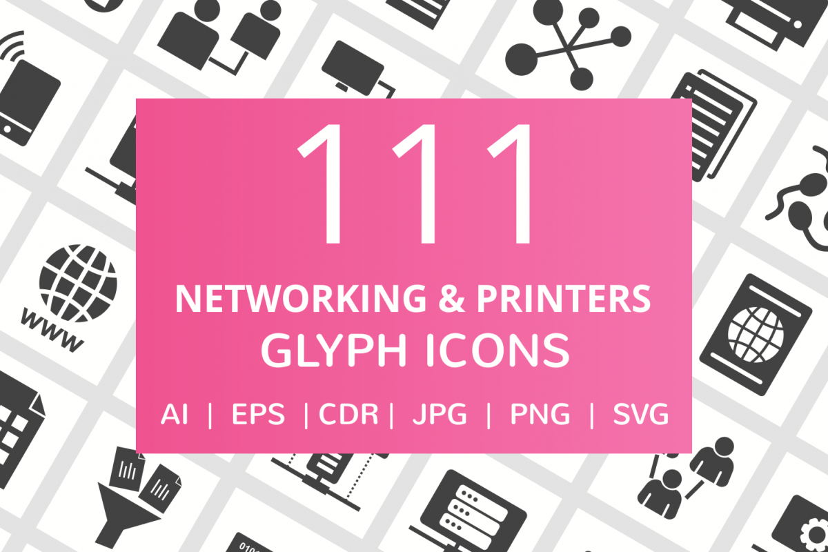 111 Networking & Printers Glyph Icons example image 1