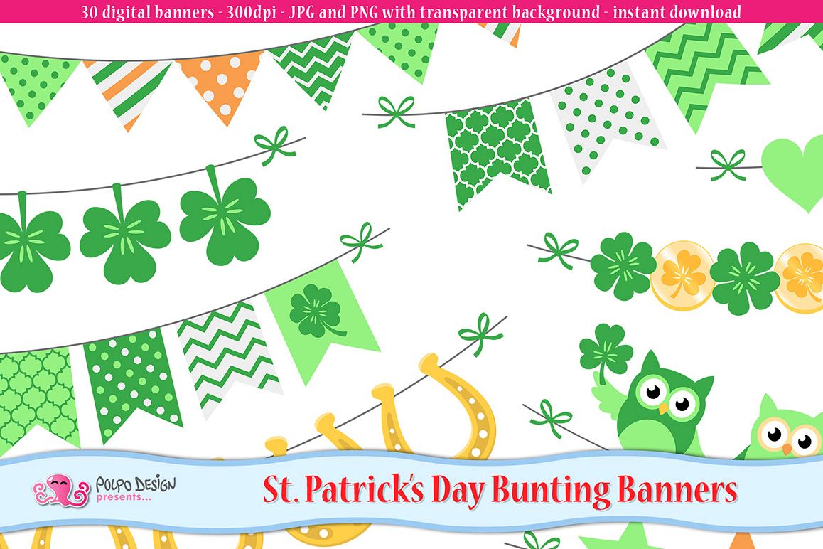St. Patrick's Day bunting banners clipart example image 1