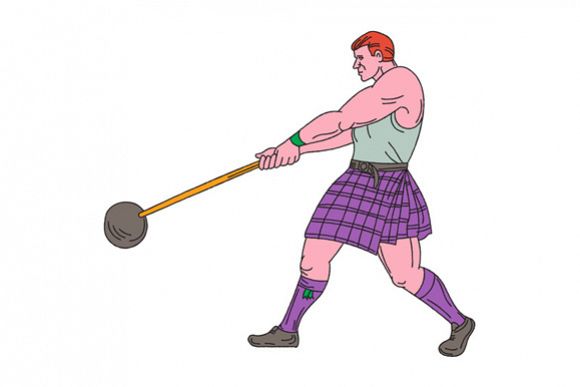 Weight Throw Highland Games Athlete Drawing example image 1