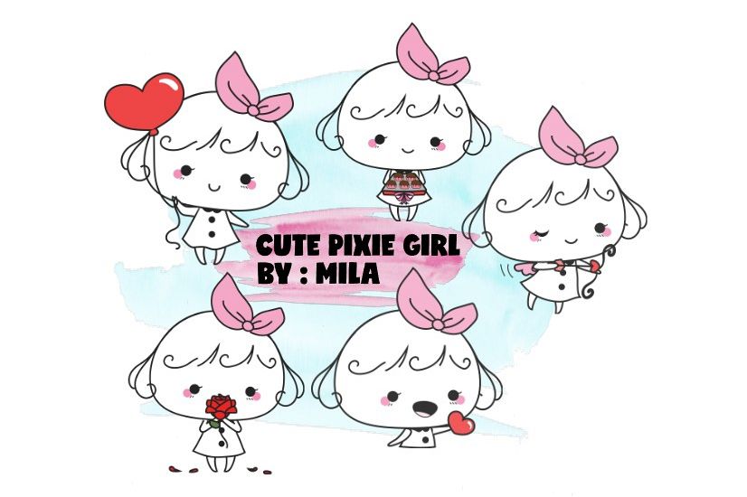 KAWAII GIRL CLIPART BUNDLE PNG example image 1