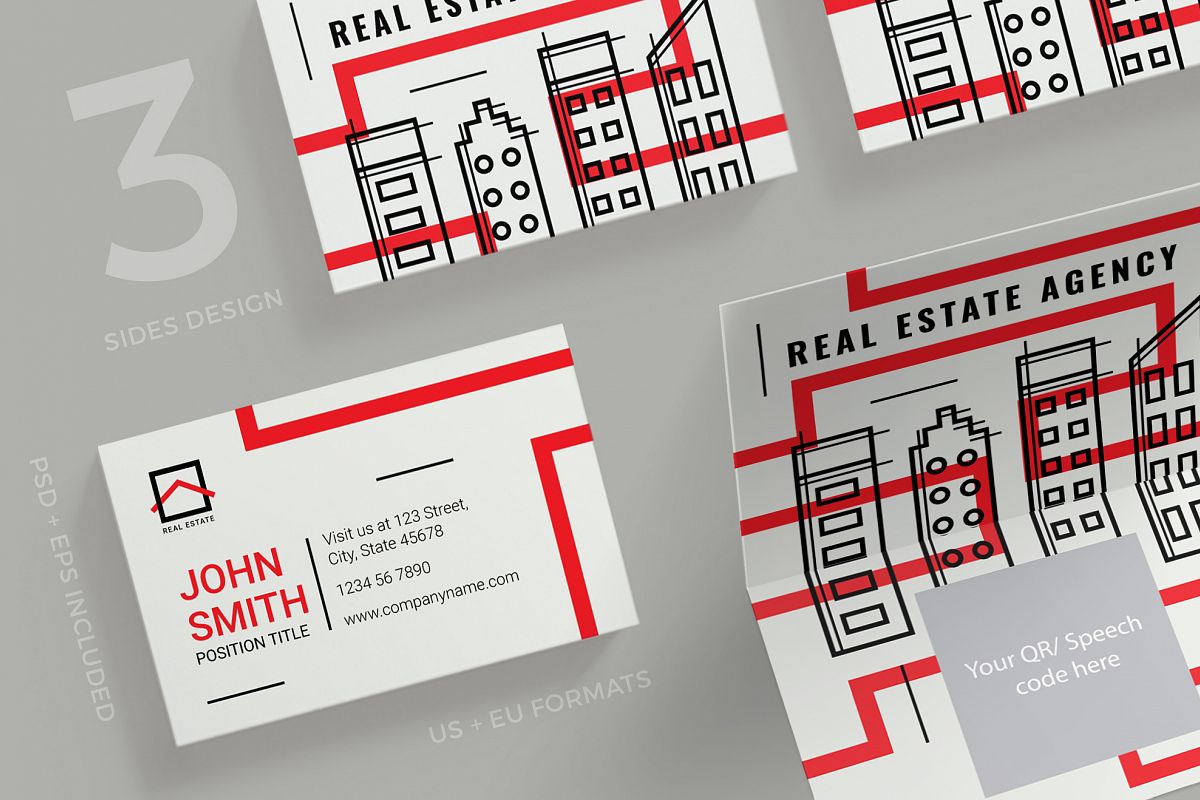 Real Estate Agency Business Card Design Templates Kit