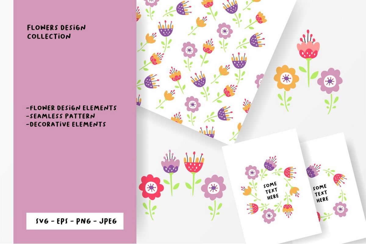 Flower design collection svg example image 1