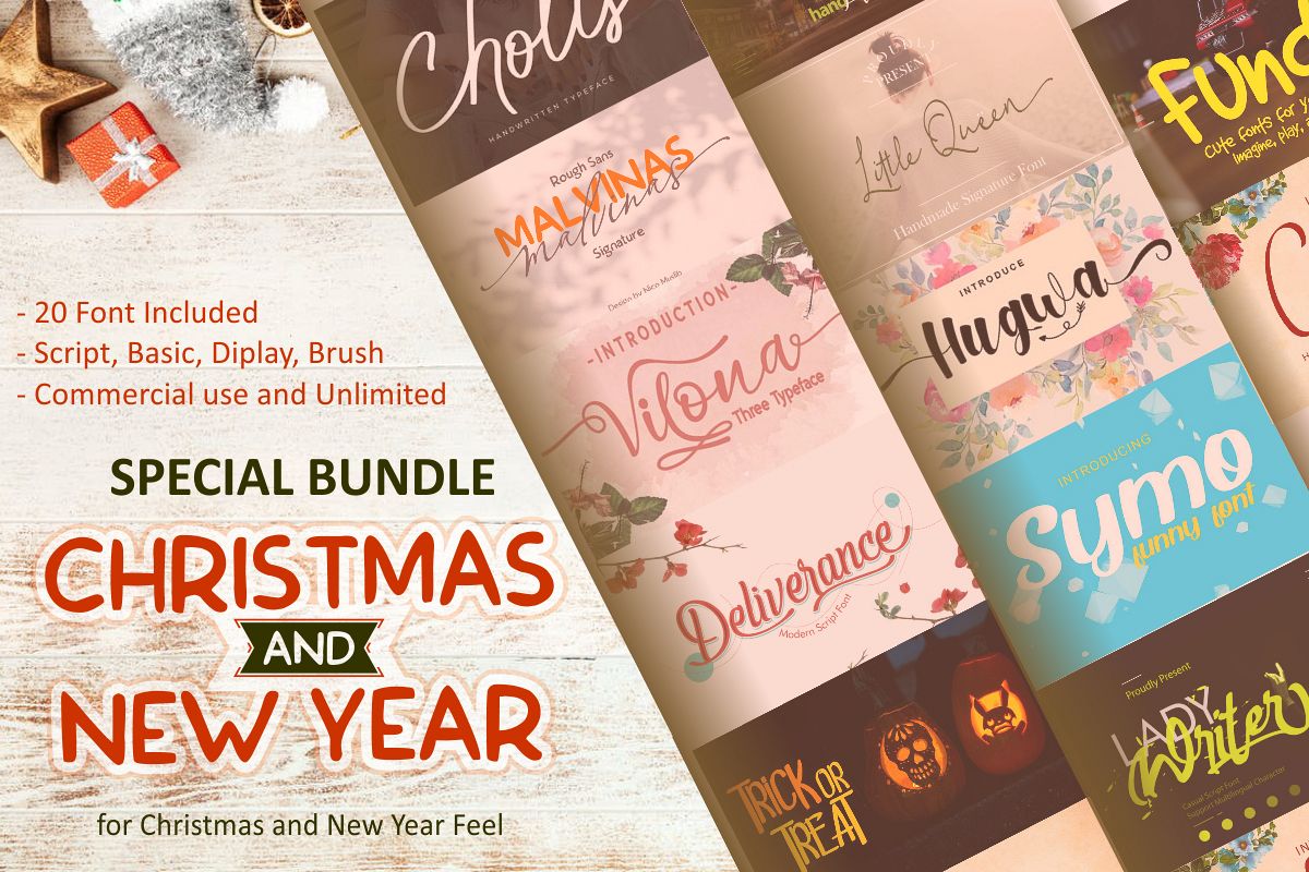 Special Bundle Christmas and New Year||20 Font and more example image 1