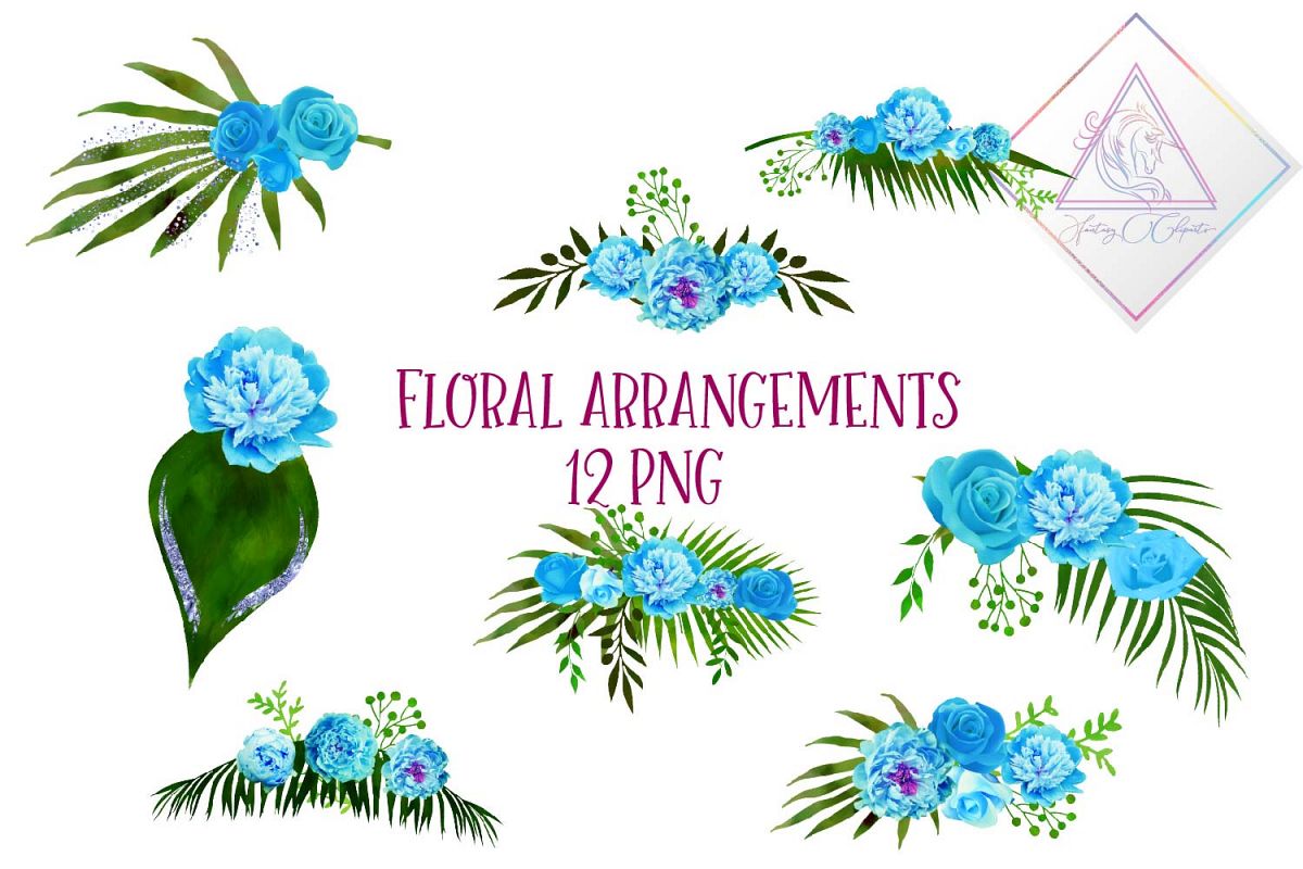 Blue Floral Arrangements Clipart example image 1