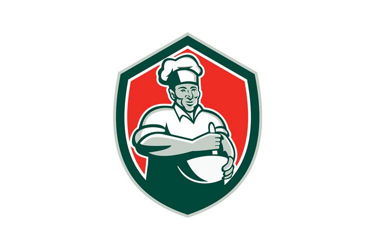 Baker Chef Cook Mixing Bowl Shield Retro example image 1