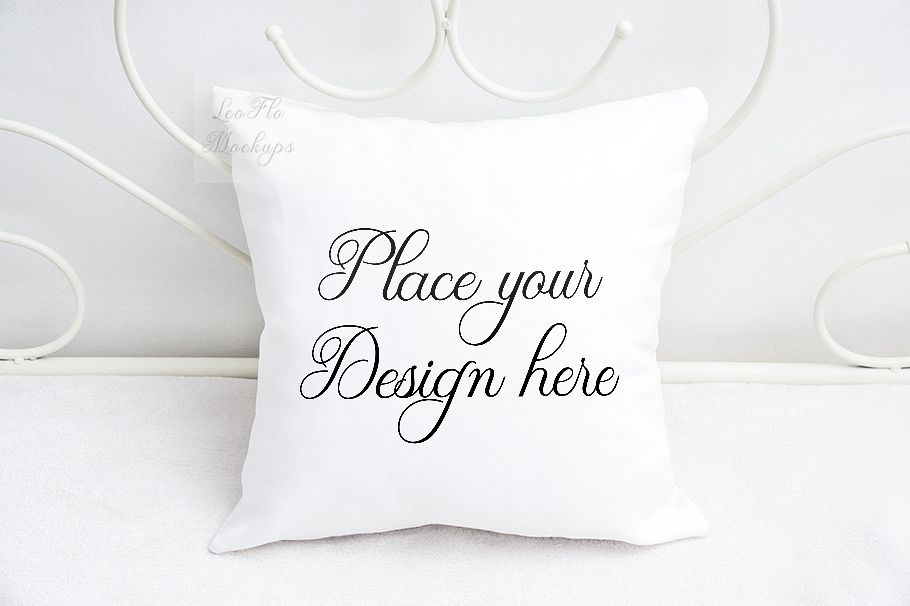 Download White pillow mock up cushion template mockup on blanket