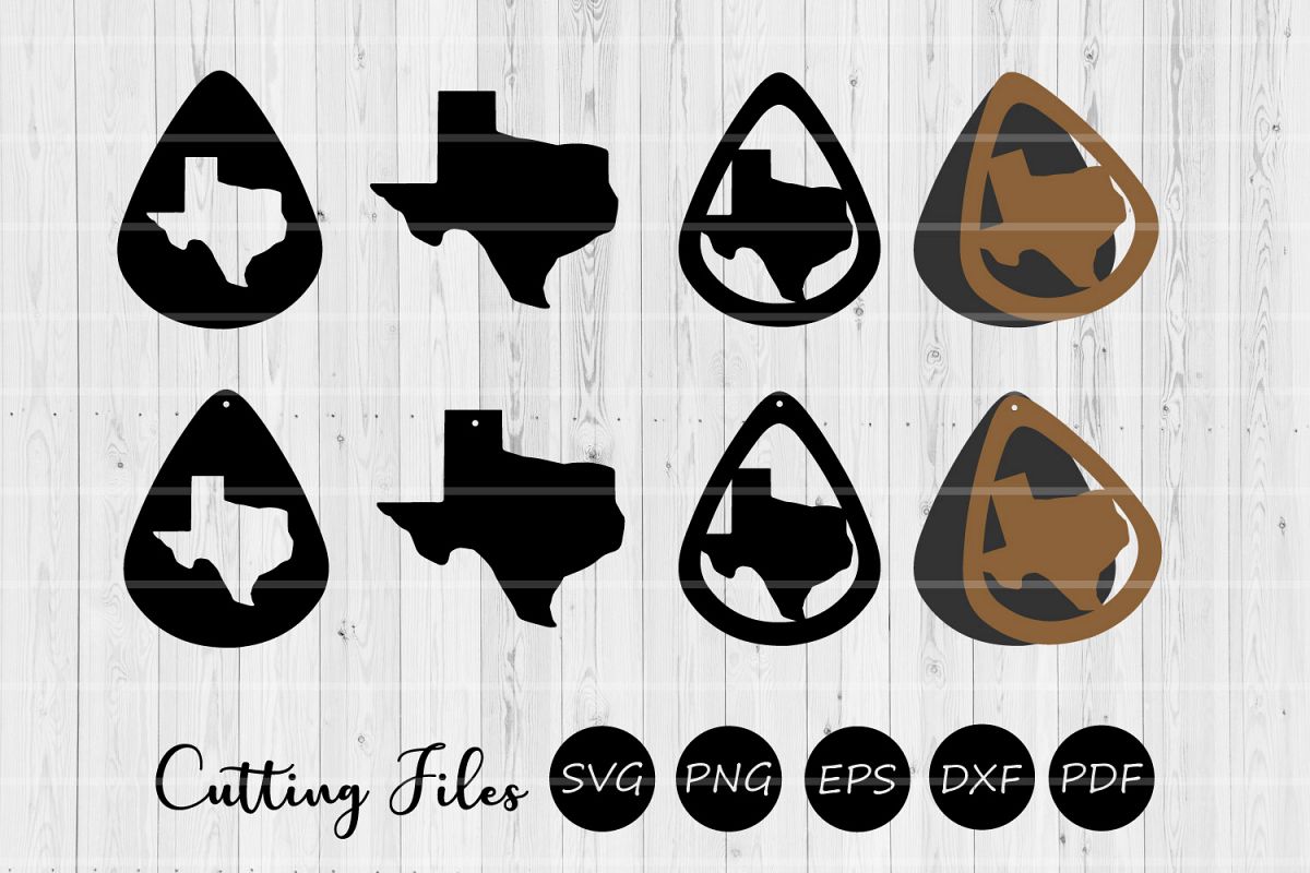 Texas Teardrop Earrings | 8Cutting Files | Leather Earrings example image 1