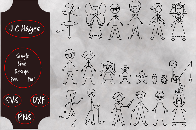 Stick Figures Single Line, Sketch Pen, Foil example image 1