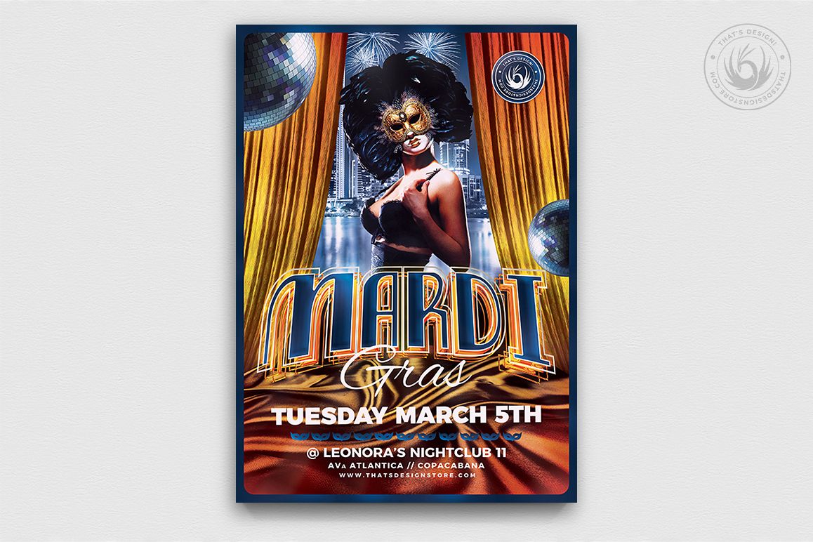 Mardi Gras Flyer Template V1 example image 1