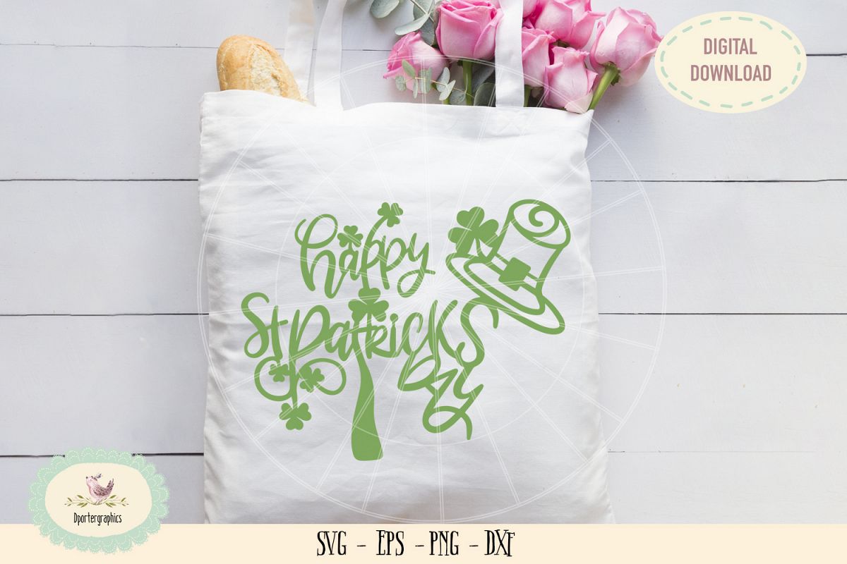 Happy St Patricks day paper cut SVG PNG example image 1