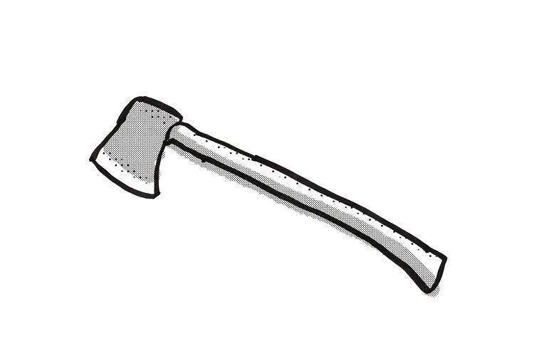 splitting axe Garden Tool Cartoon Retro Drawing example image 1