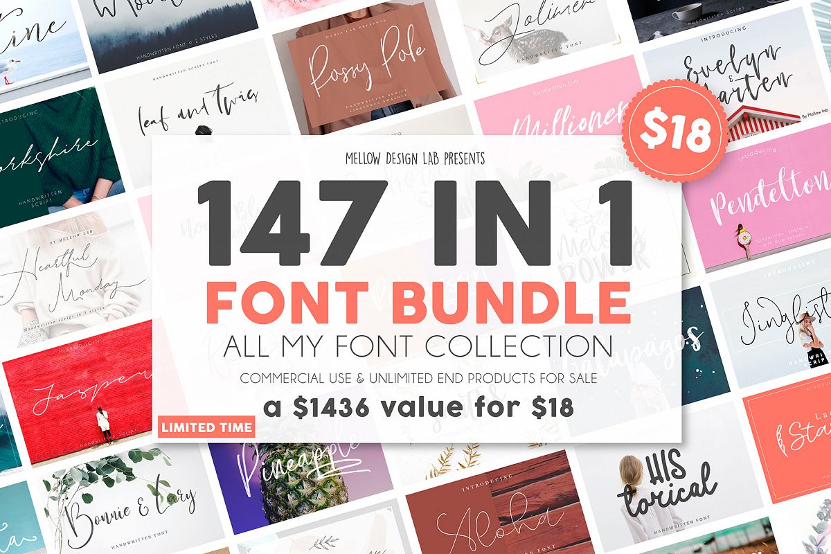 147 IN 1 Font Bundle SALE! example image 1