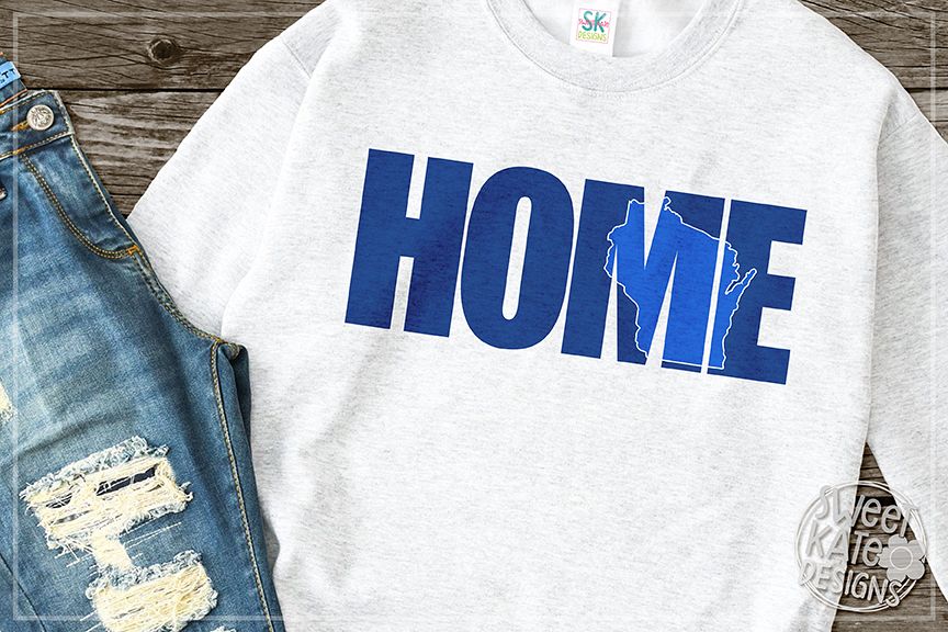 Home with Knockout Wisconsin SVG DXF EPS PNG JPG example image 1