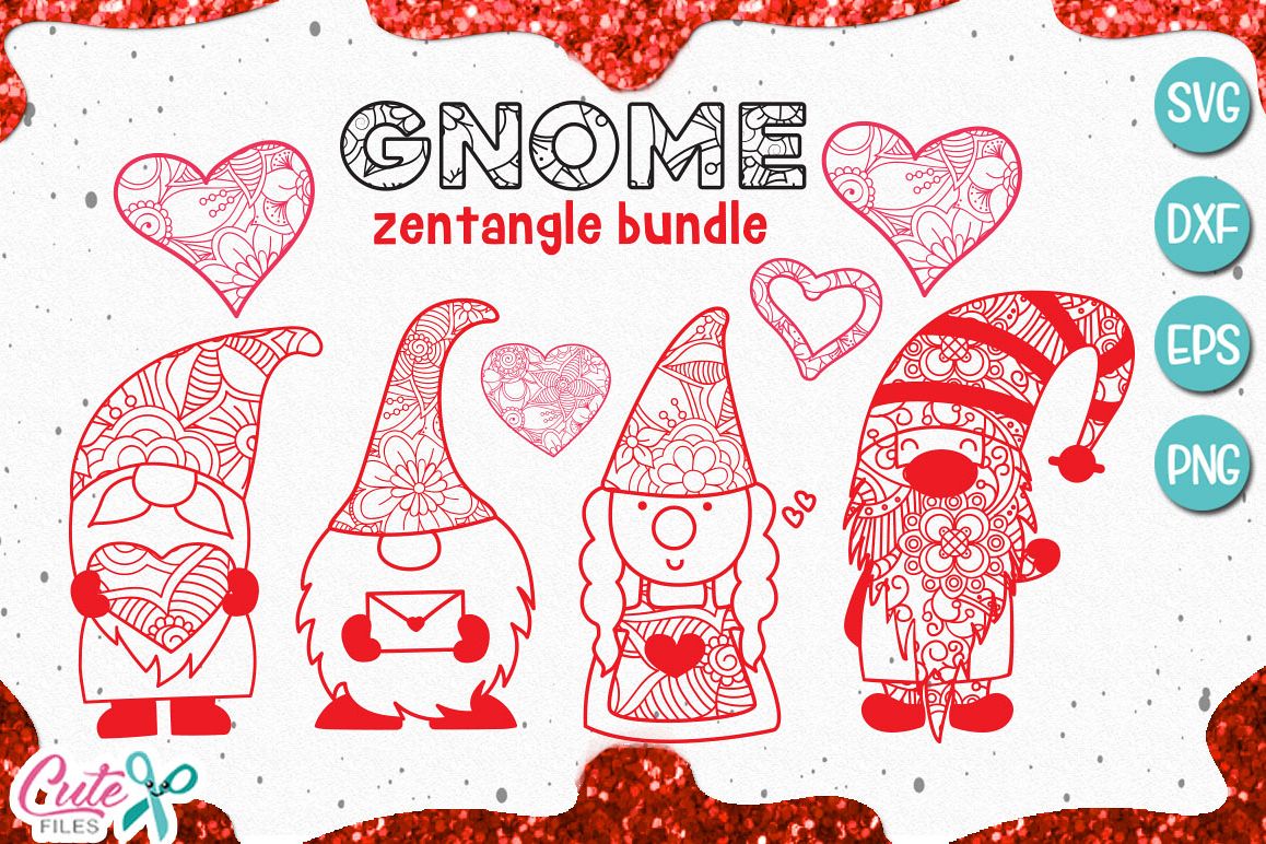 Gnome mandala zentangle, Valentines day svg for crafters ...