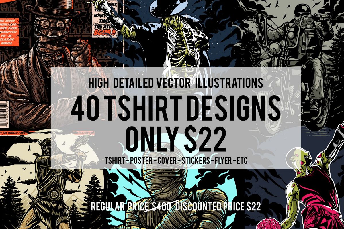 40 Tshirt Designs Bundle example image 1