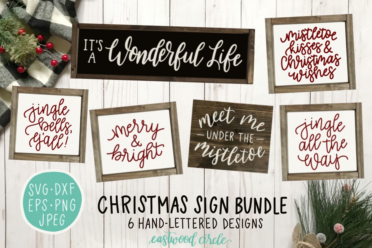 Christmas SVG Bundle - Hand Lettered SVG Files for Signs example image 1