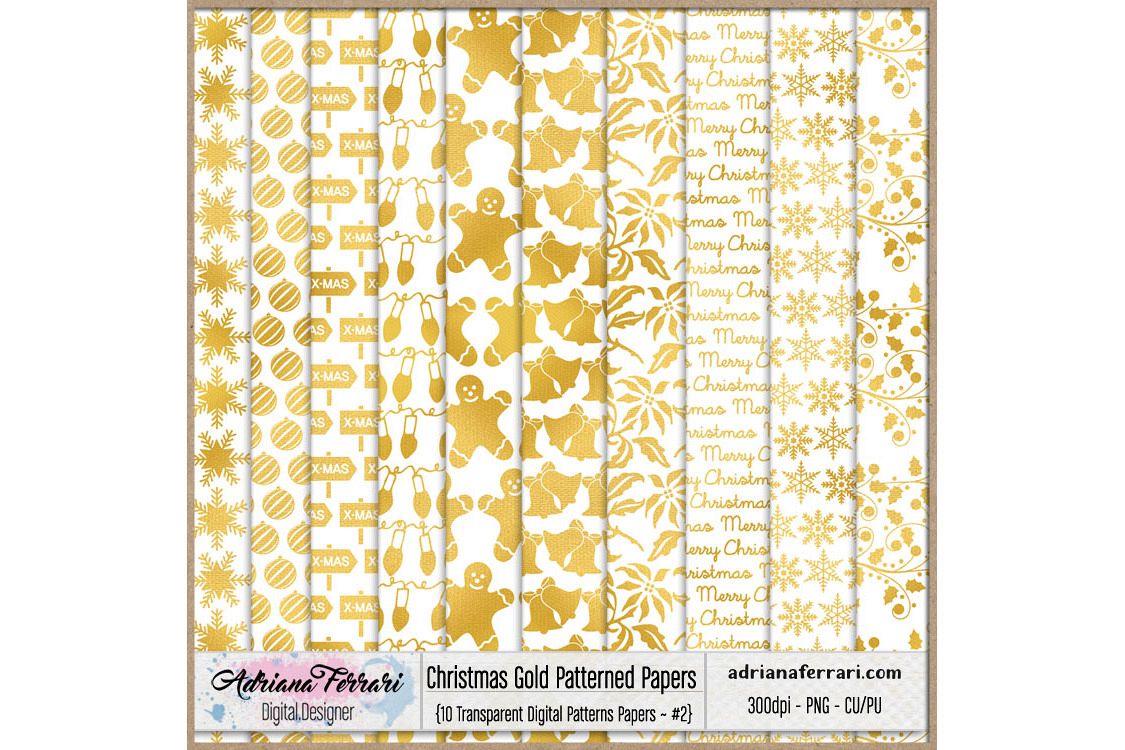 Christmas Gold Patterned Papers - Patterns 2 example image 1