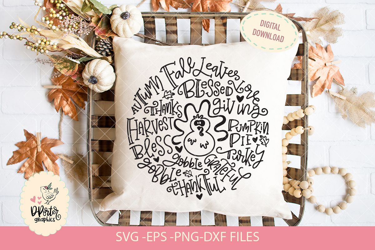 Thanksgiving typography svg, fall season svg example image 1