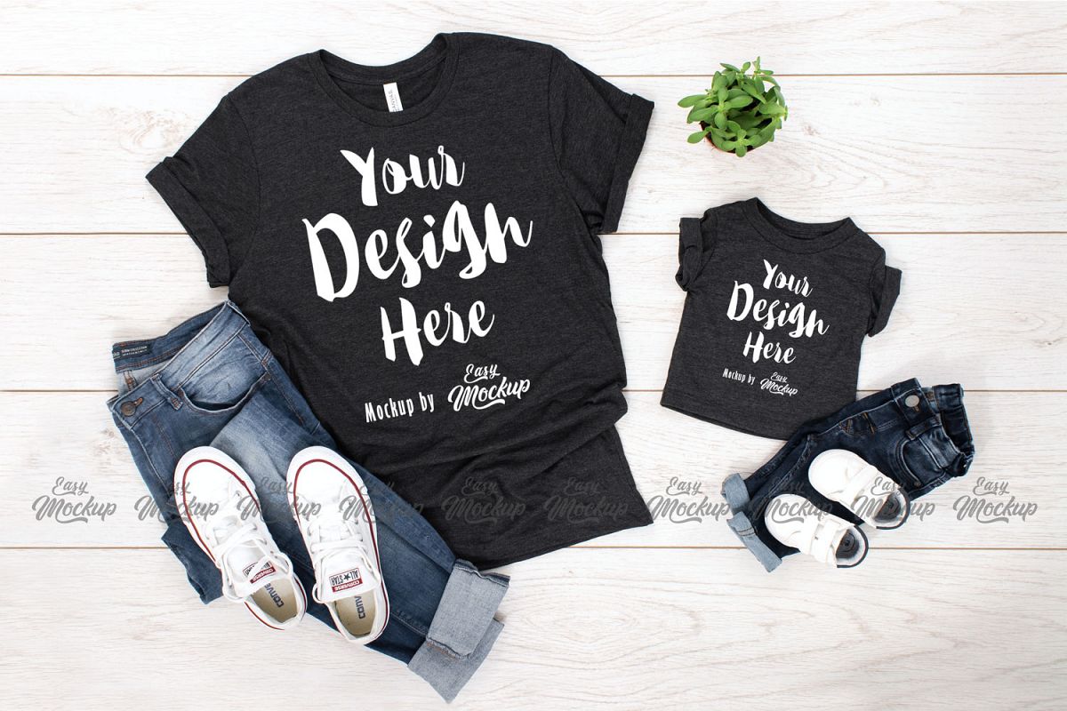 Dark Grey Heather Bella Canvas 3001 3001b MockUp example image 1