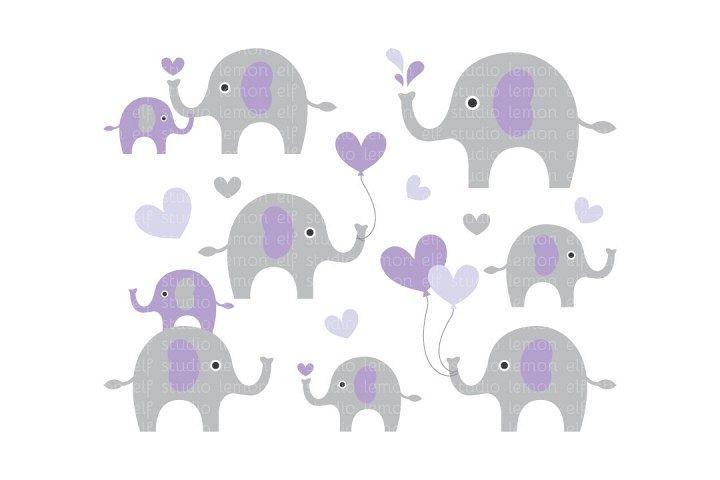 Cute Elephants-Digital Clipart (LES.CL10D) example image 1