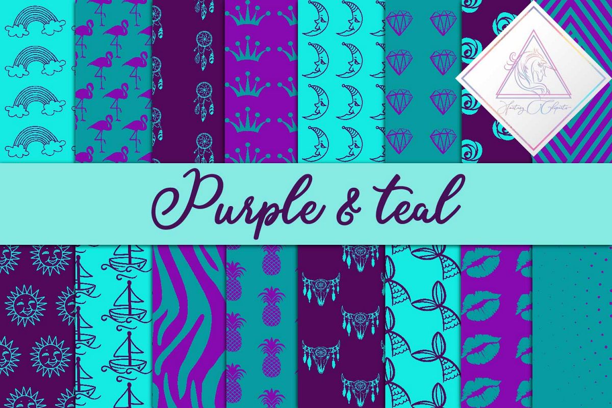 Purple & Teal Digital Paper example image 1