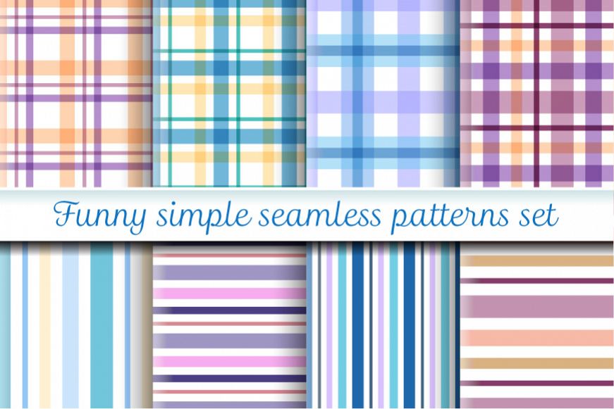Funny simple seamless patterns set example image 1