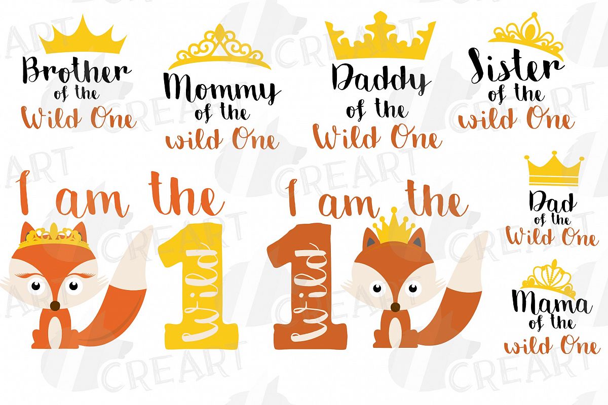 Download Wild One baby fox t-shirt graphic, family birthday svg files