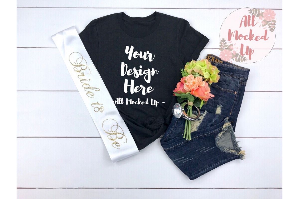Bella Canvas 3001 or 3413 Black Heather Wedding Mock Up 3/19 example image 1