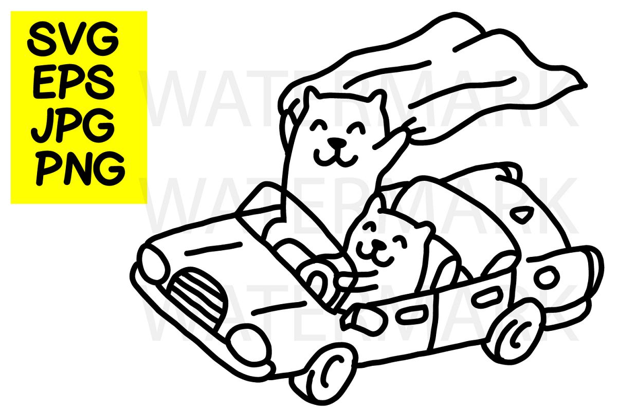 Cat driving car- SVG-EPS-JPG-PNG example image 1