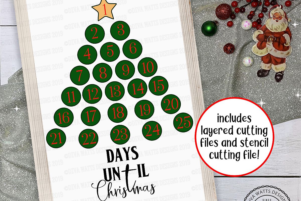 Christmas Advent Calendar Tree With Star Cutting File example image 1