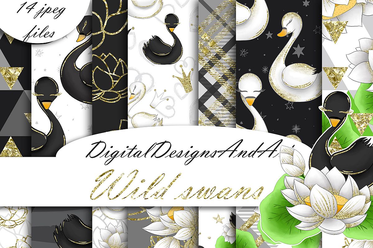 Swans digital paper example image 1