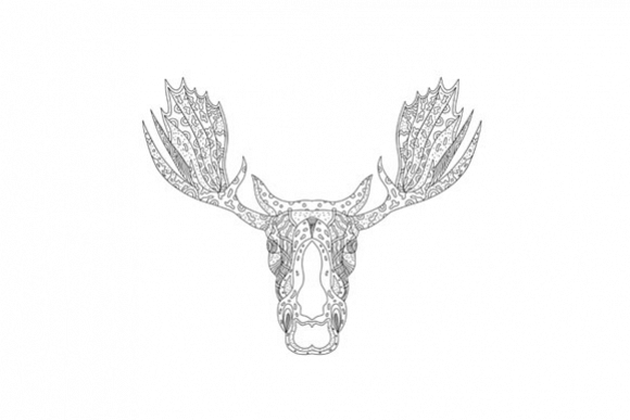 Bull Moose Head Doodle example image 1