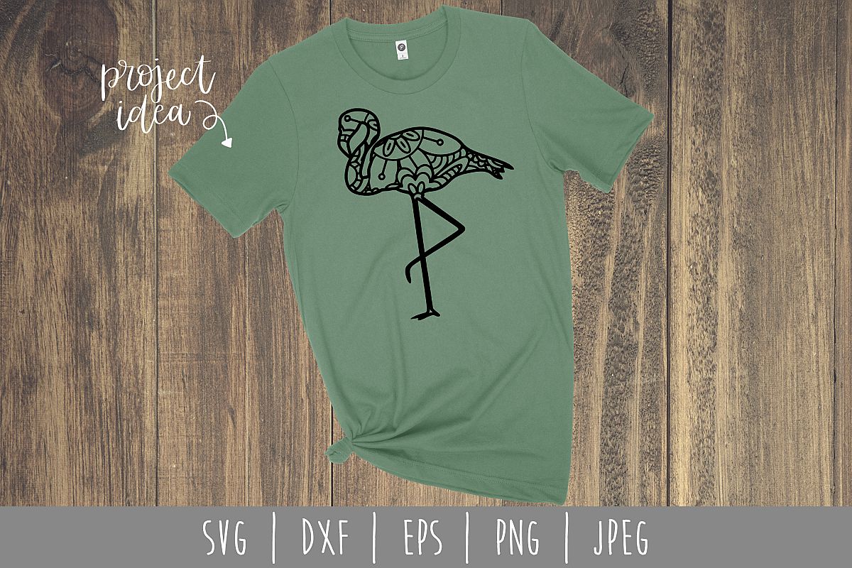 Flamingo Mandala Zentangle SVG, DXF, EPS, PNG, JPEG example image 1
