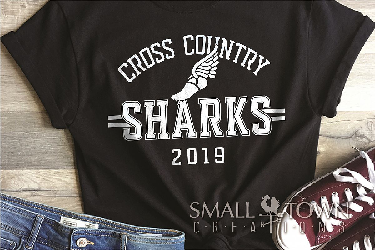 Sharks Cross Country, Shark mascot, PRINT, CUT, DESIGN example image 1