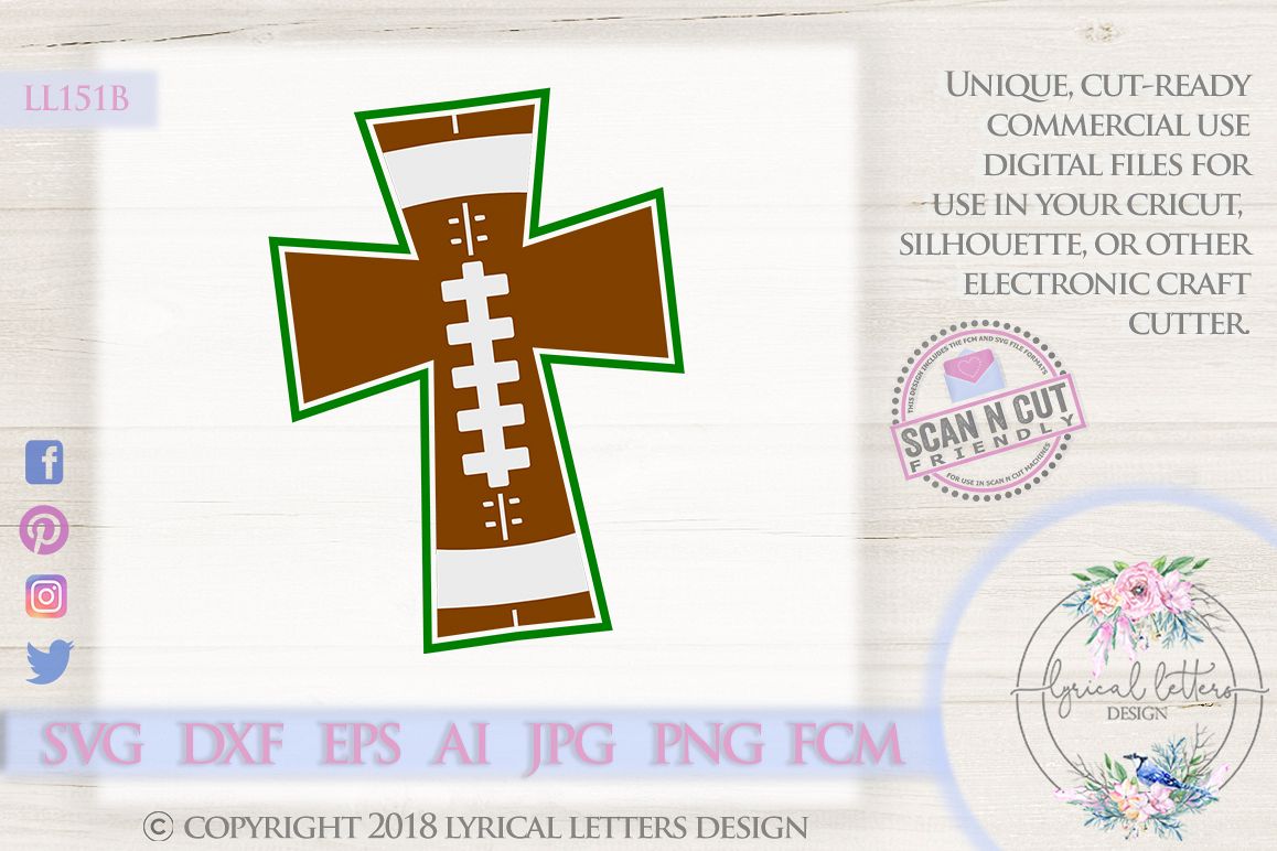 Football Cross SVG DXF Cut File LL151B example image 1