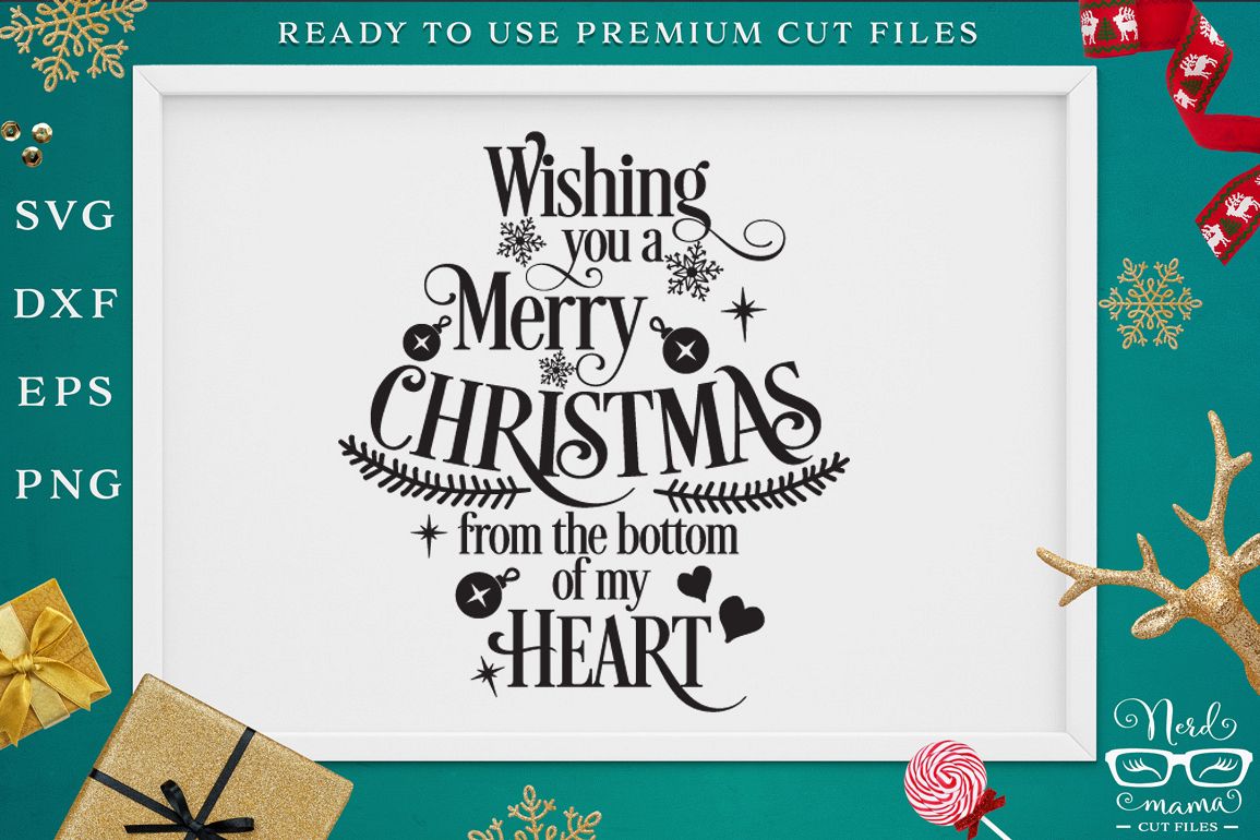 Wishing you a Merry Christmas SVG Cut File example image 1