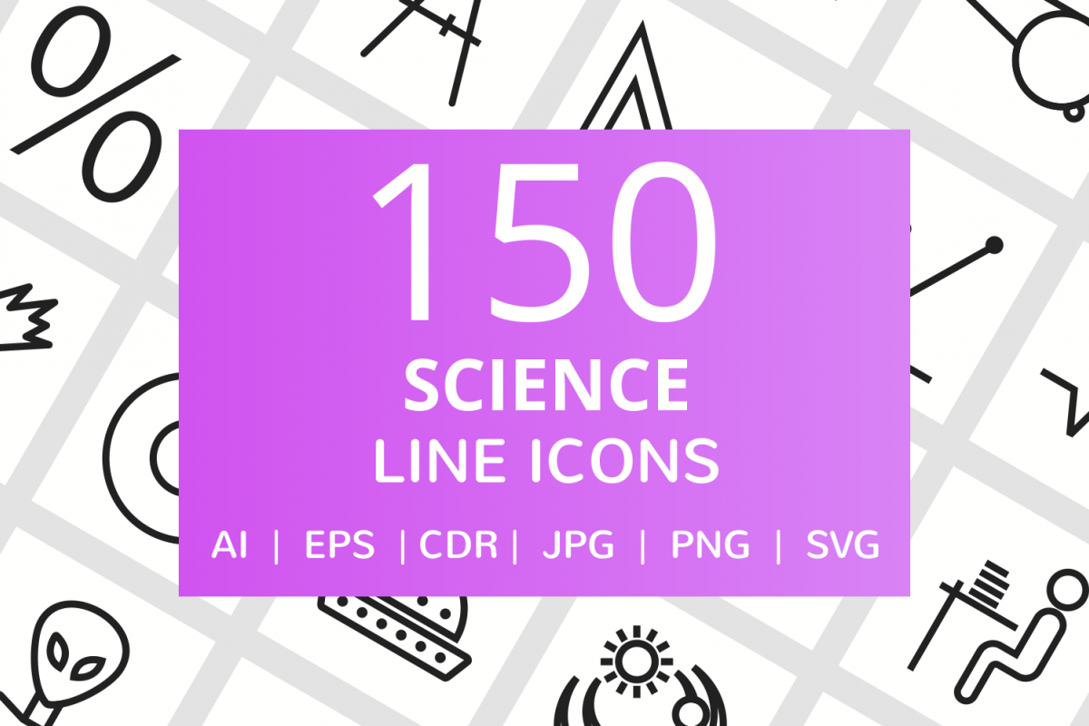 150 Science Line Icons example image 1