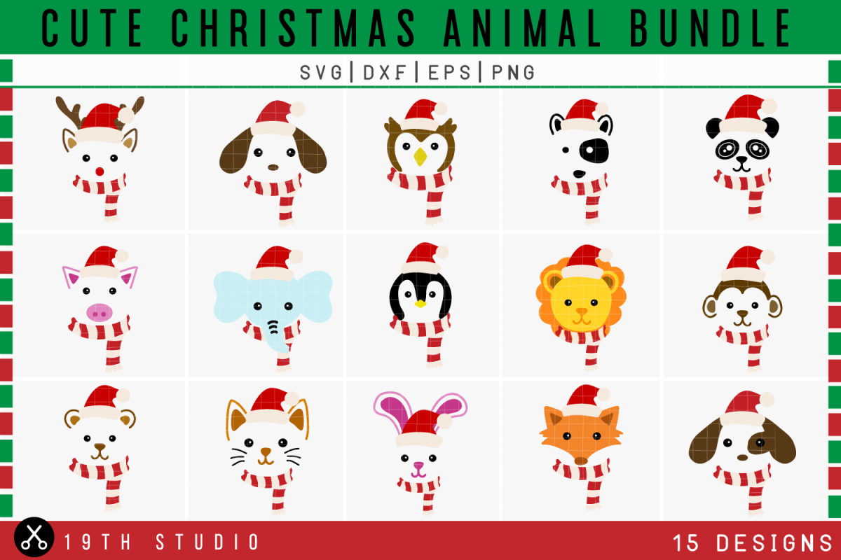 Christmas Animals SVG Bundle | SVG DXF EPS PNG example image 1