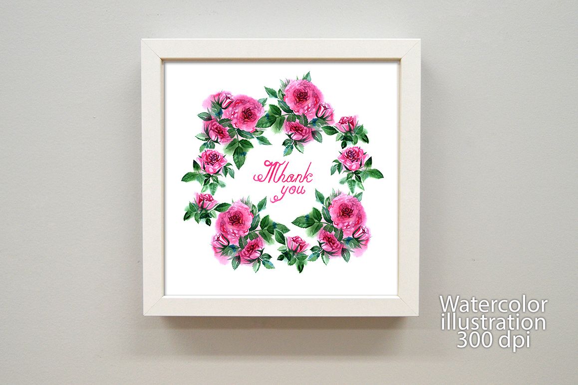 Watercolor roses greeting card example image 1